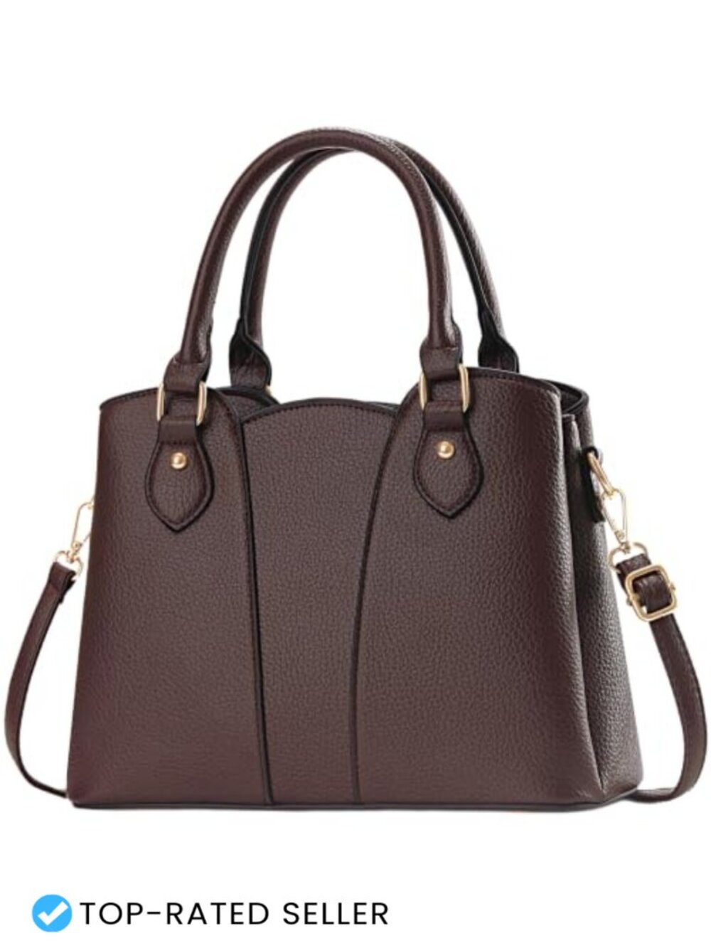Vegan Leather Crossbody Satchel Tote Handbag with Zipper